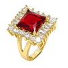 Anillo Multi Piedra 01.205.0012.1.08 Oro Laminado, con Zirconia Cubica Granate y Blanca, Pulido, Dorado