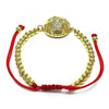 Pulsera Bolo Ajustable 03.193.0007.11 Oro Laminado, Diseño de Bola, con Micro Pave Blanca, Pulido, Dorado