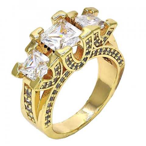 Anillo Multi Piedra 01.284.0014.07 Oro Laminado, con Zirconia Cubica Blanca, Pulido, Dorado