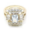 Anillo Multi Piedra 01.210.0102.08 Oro Laminado, con Zirconia Cubica Blanca, Pulido, Dorado