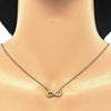Collares con Dije 04.336.0099.2.16 Plata Rodinada, Diseño de Infinito, con Zirconia Cubica Blanca, Pulido, Dorado