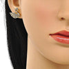 Arete Dormilona 02.26.0290.3 Oro Laminado, Diseño de Cisne, con Micro Pave Multicolor, Pulido, Dorado