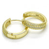 Argolla Huggie 02.186.0122.20 Plata Rodinada, con Micro Pave Blanca, Pulido, Dorado