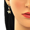 Juego de Arete y Dije de Adulto 10.316.0058 Oro Laminado, Diseño de Mariposa, con Micro Pave Blanca, Pulido, Dorado