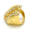 Anillo Multi Piedra 01.241.0054.07 Oro Laminado, Diseño de Flor, con Cristal Blanca, Pulido, Dorado