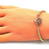 Pulsera Bolo Ajustable 03.381.0035.11 Oro Laminado, con Micro Pave Blanca, Pulido, Dorado