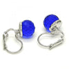 Arete Gancho Frances 02.179.0002.3 Rodio Laminado, con Cristales de Swarovski Capri Blue, Pulido, Rodinado