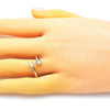 Anillo Multi Piedra 01.284.0077 Oro Laminado, Diseño de Corazon, con Zirconia Cubica Blanca, Pulido, Dorado