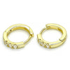 Argolla Huggie 02.186.0142.12 Plata Rodinada, con Zirconia Cubica Blanca, Pulido, Dorado