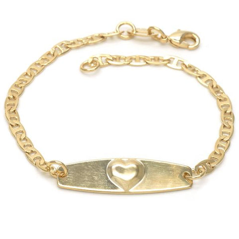 Pulsera con Placa 03.32.0103.06 Oro Laminado, Diseño de Corazon y Mariner, Diseño de Corazon, Pulido, Dorado