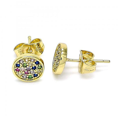 Arete Dormilona 02.156.0547.1 Oro Laminado, con Micro Pave Multicolor, Pulido, Dorado