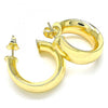 Arete Dormilona 02.163.0152 Oro Laminado, Diseño de Chunky, Pulido, Dorado