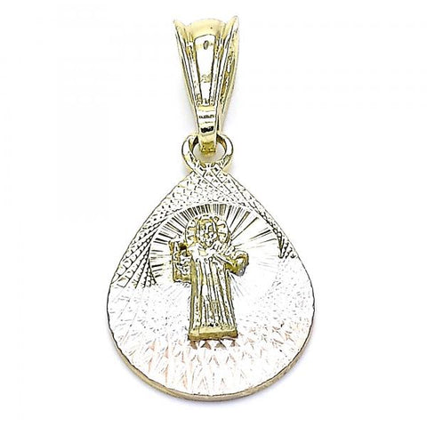 Dije Religioso 05.351.0192 Oro Laminado, Diseño de San Benito y Gota, Diseño de San Benito, Diamantado, Tricolor