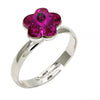 Anillo Multi Piedra 01.239.0010.6 Rodio Laminado, Diseño de Flor, con Cristales de Swarovski Fuchsia, Pulido, Rodinado