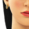 Argolla Huggie 02.381.0010.1.12 Oro Laminado, con Micro Pave Blanca, Pulido, Dorado