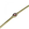 Pulsera Elegante 03.213.0143.1.07 Oro Laminado, Diseño de Ojo Griego, con Zirconia Cubica Granate y Micro PaveBlanca, Pulido, Dorado