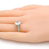 Anillo Multi Piedra 01.60.0006.08 Oro Laminado, con Zirconia Cubica Blanca, Pulido, Dorado