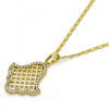 Collares con Dije 04.26.0017.18 Oro Laminado, con Cristal Blanca, Pulido, Dorado