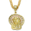 Dije Religioso 5.187.004 Oro Laminado, Diseño de Jesus, Diamantado, Tricolor