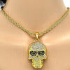 Collares con Dije 04.242.0014.30GT Tono Dorado, Diseño de Rope y Calavera, Diseño de Rope, con Cristal Blanca y Negro, Pulido, Dorado
