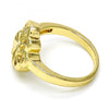 Anillo Multi Piedra 01.99.0083.09 Oro Laminado, Diseño de Flor, con Micro Pave Blanca, Pulido, Dorado