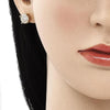 Arete Dormilona 02.344.0084 Oro Laminado, con Micro Pave Blanca, Pulido, Dorado