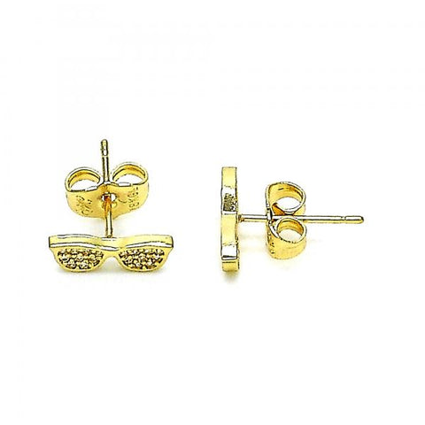 Arete Dormilona 02.156.0651 Oro Laminado, con Micro Pave Blanca, Pulido, Dorado