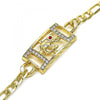 Pulsera Elegante 03.351.0041.07 Oro Laminado, Diseño de Elefante, con Cristal Blanca y Granate, Pulido, Dorado