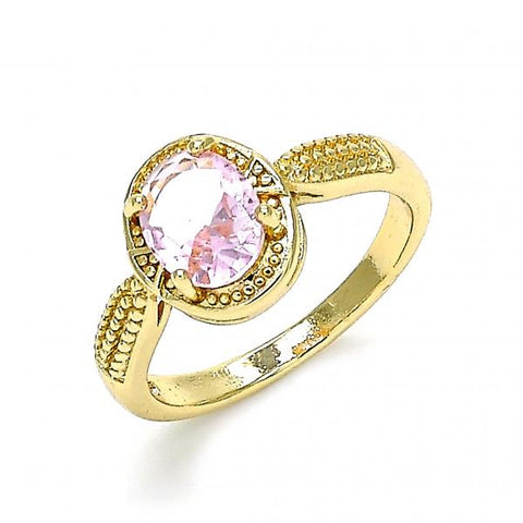 Anillo Multi Piedra 01.284.0042.06 Oro Laminado, con Zirconia Cubica Rosado, Pulido, Dorado