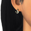 Arete Dormilona 02.336.0099.2 Plata Rodinada, Diseño de Delfin, con Zirconia Cubica Negro y Blanca, Pulido, Dorado