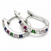 Argolla Huggie 02.332.0059.15 Plata Rodinada, con Zirconia Cubica Multicolor, Pulido, Rodinado