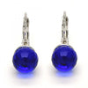 Arete Gancho Frances 02.179.0002.3 Rodio Laminado, con Cristales de Swarovski Capri Blue, Pulido, Rodinado