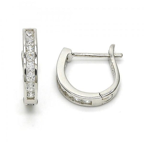 Argolla Huggie 02.286.0012.15 Plata Rodinada, con Zirconia Cubica Blanca, Pulido, Rodinado