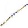 Pulsera Elegante 03.63.2072.2.08 Oro Laminado, Diseño de Llave Griega, Pulido Azul, Dorado