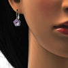 Arete Gancho Frances 02.239.0012.6 Rodio Laminado, Diseño de Flor, con Cristales de Swarovski Amethyst, Pulido, Rodinado