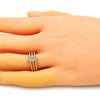 Anillo Multi Piedra 01.310.0024 Oro Laminado, Diseño de Ojo Griego, con Micro Pave Blanca, Pulido, Dorado