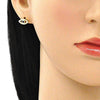 Arete Dormilona 02.156.0605 Oro Laminado, Diseño de Ojo Griego, con Zirconia Cubica Zafiro Azul, Pulido, Dorado