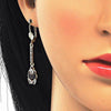 Arete Largo 02.210.0206.1 Oro Laminado, Diseño de Gota, con Zirconia Cubica Negro y Blanca, Pulido, Dorado