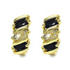 Argolla Huggie 02.237.0034.1.15 Oro Laminado, con Zirconia Cubica Negro y Blanca, Pulido, Dorado