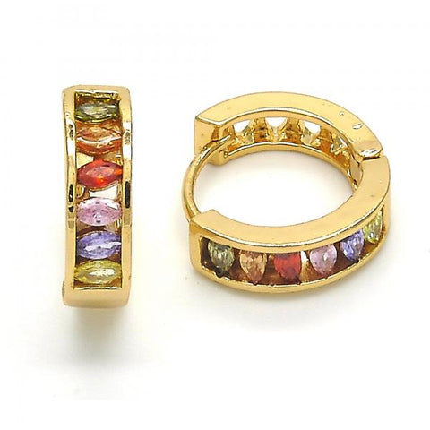 Argolla Huggie 02.267.0064.15 Oro Laminado, con Zirconia Cubica Multicolor, Pulido, Dorado