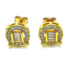 Arete Dormilona 02.342.0213 Oro Laminado, Diseño de Baguette, con Zirconia Cubica Blanca y Micro PaveBlanca, Pulido, Dorado