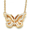 Collares con Dije 04.336.0046.1.16 Plata Rodinada, Diseño de Mariposa, con Zirconia Cubica Blanca, Pulido, Oro Rosado