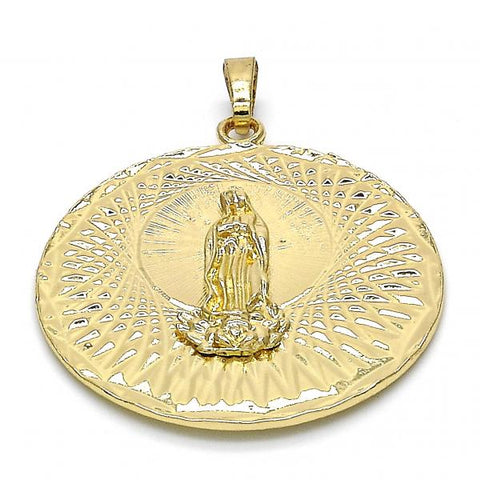 Dije Religioso 05.213.0039 Oro Laminado, Diseño de Guadalupe, Diamantado, Dorado