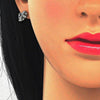 Arete Dormilona 02.186.0074 Plata Rodinada, Diseño de Corazon, con Micro Pave Negro y Blanca, Pulido, Rodinado