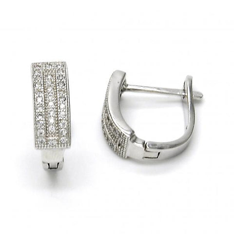 Argolla Huggie 02.175.0095.15 Plata Rodinada, con Micro Pave Blanca, Pulido, Rodinado