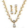 Collar y Arete 06.205.0006 Oro Laminado, Diseño de Gota y Oja, Diseño de Gota, con Zirconia Cubica Blanca, Pulido, Dorado