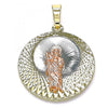 Dije Religioso 05.380.0129 Oro Laminado, Diseño de San Judas, Diamantado, Tricolor