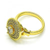 Anillo Multi Piedra 01.210.0152 Oro Laminado, Diseño de Mariposa, con Micro Pave Blanca, Pulido, Dorado