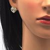 Arete Dormilona 02.106.0028 Oro Laminado, Diseño de Corazon, con Zirconia Cubica Blanca, Pulido, Dorado