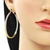 Argolla Grande 02.185.0005.50 Oro Laminado, con Micro Pave Blanca, Pulido, Dorado